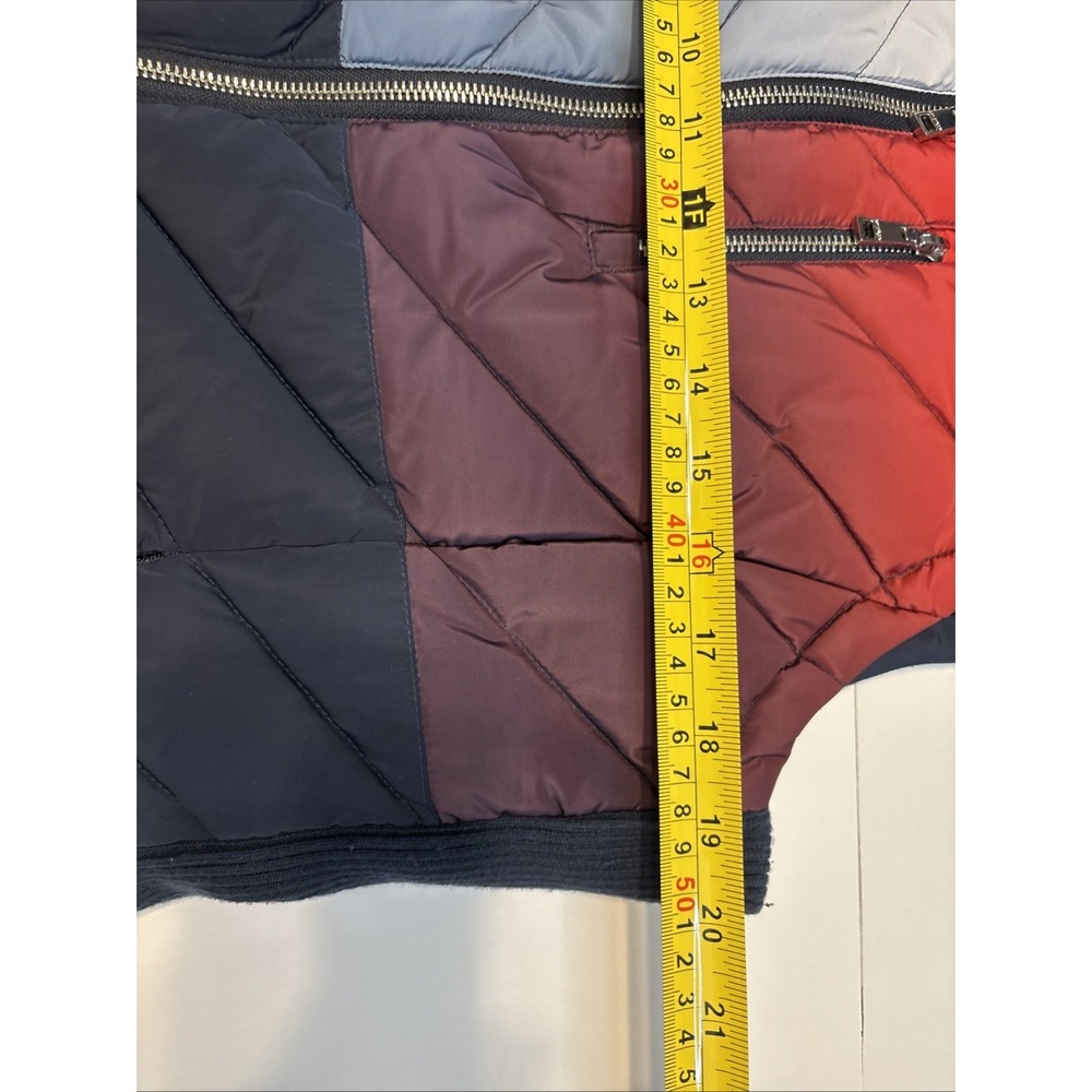 Tommy‎ Hilfiger Vest Womens Large Blue Red Gradient Full Zip Quilted Puffer Mock - Picture 7 of 9